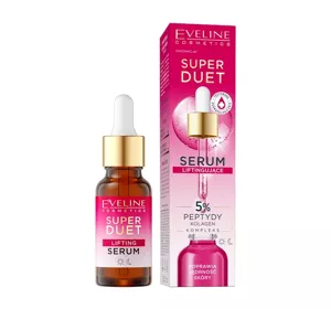 EVELINE SUPER DUET LIFTINGUJĄCE SERUM DO TWARZY 5% PEPTYDY DO SKÓRY SUCHEJ I DOJRZAŁEJ 18ML