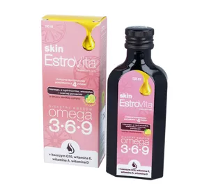 EstroVita Skin Omega 3-6-9 suplement diety dla kobiet o smaku słodkiej cytryny 150ml