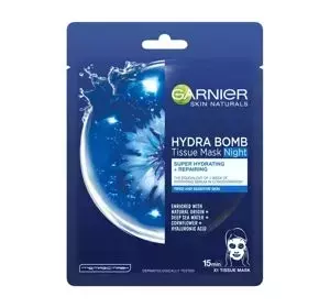 GARNIER SKIN NATURALS HYDRA BOMB TISSUE MASK NIGHT NAWILŻAJĄCA MASKA NA TKANINIE Z WODĄ MORSKĄ 28G