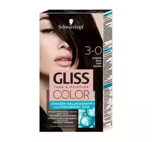 GLISS CARE & MOISTURE COLOR FARBA DO WŁOSÓW Z KWASEM HIALURONOWYM 3-0