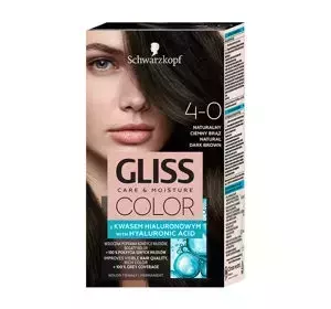 GLISS CARE & MOISTURE COLOR FARBA DO WŁOSÓW Z KWASEM HIALURONOWYM 4-0