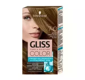 GLISS CARE & MOISTURE COLOR FARBA DO WŁOSÓW Z KWASEM HIALURONOWYM 7-0