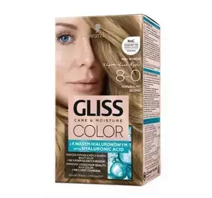 GLISS CARE & MOISTURE COLOR FARBA DO WŁOSÓW Z KWASEM HIALURONOWYM 8-0