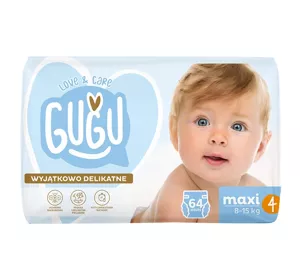 Gugu Love & Care Premium pieluchy rozmiar 4 Maxi (8-15kg) 64 sztuki