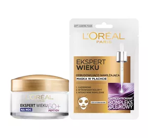 L'Oréal Paris Ekspert Wieku zestaw odbudowująca maska w płachcie + krem na noc 60+