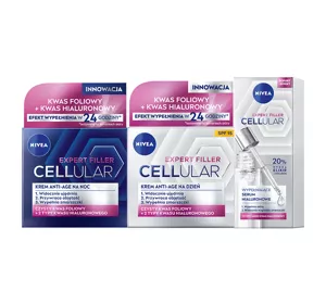 NIVEA CELLULAR EXPERT FILLER KREM NA DZIEŃ 50ML + KREM NA NOC 50ML + SERUM 30ML