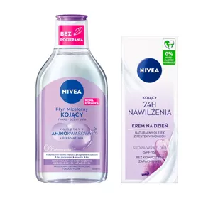 NIVEA ZESTAW DO CERY WRAŻLIWEJ PŁYN MICELARNY 400ML + KREM DO TWARZY 24H NAWILŻENIA 50ML