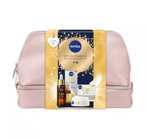 Nivea Q10 Elegance zestaw kosmetyków do pielęgnacji twarzy krem na dzień SPF15 + serum + kosmetyczka