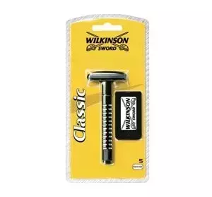 WILKINSON SWORD CLASSIC MASZYNKA DO GOLENIA DLA MĘŻCZYZN + ŻYLETKI 5 SZTUK