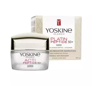 YOSKINE CLASSIC PLATIN PEPTIDE 50+ KREM MAX-REDUKTOR ZMARSZCZEK DO TWARZY NA DZIEŃ SPF 10 50ML