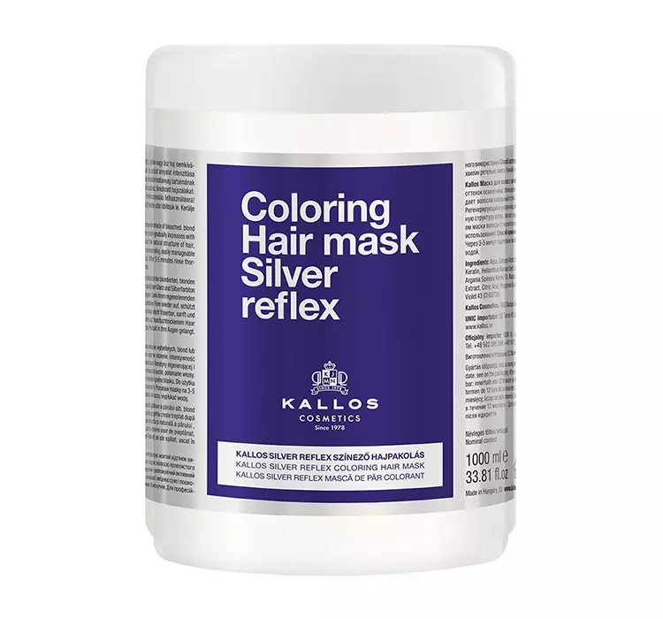 Kallos masks silver reflex coloring hair mask new маска нейтрализующая желтизну 1000 мл