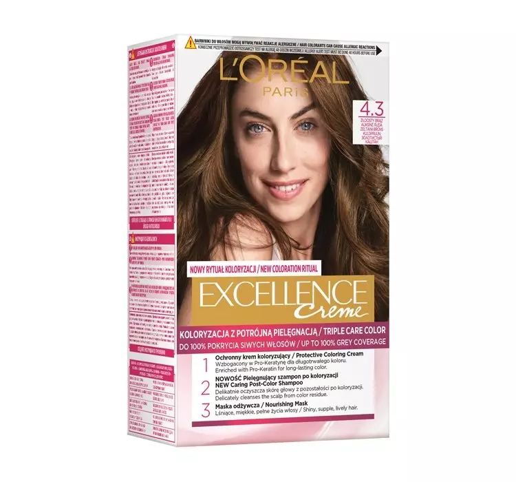 loreal excellence creme 4.3 złocisty brąz - ezebra.pl